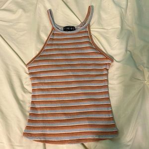 a’gaci High Neck Mauve Striped Tank Top